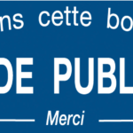 plaque stop pub en pvc bleu
