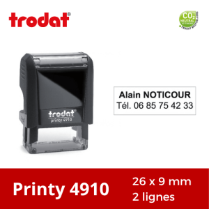 Tampon encreur Trodat Printy 4910 - 26x9 mm | 2 lignes de texte